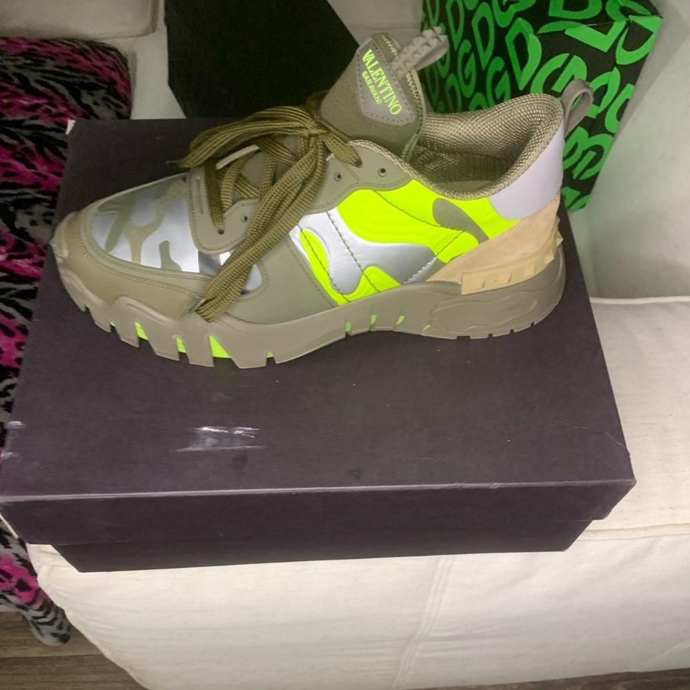Rockrunner camouflage-print leather sneakers